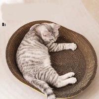 Grattoir ovale en papier pour chats d'intérieur et chatons, vente en gros d'usine, lit grattoir pour chats, tapis à gratter