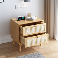 Table de chevet scandinave en bois, tables de nuit écologiques avec 2 tiroirs, meubles de chambre durables pour le salon