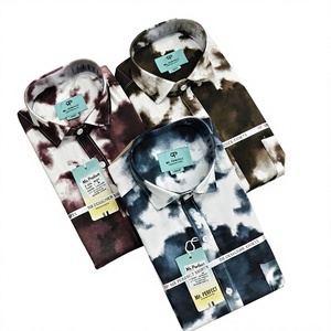 เสื้อโปโลแขนยาวผู้ชายลายมัดย้อม ผ้าฝ้ายทอ 100% เย็บตะเข็บตัดกัน สไตล์ลำลองแนวสตรีทแวร์ - Product Image 1