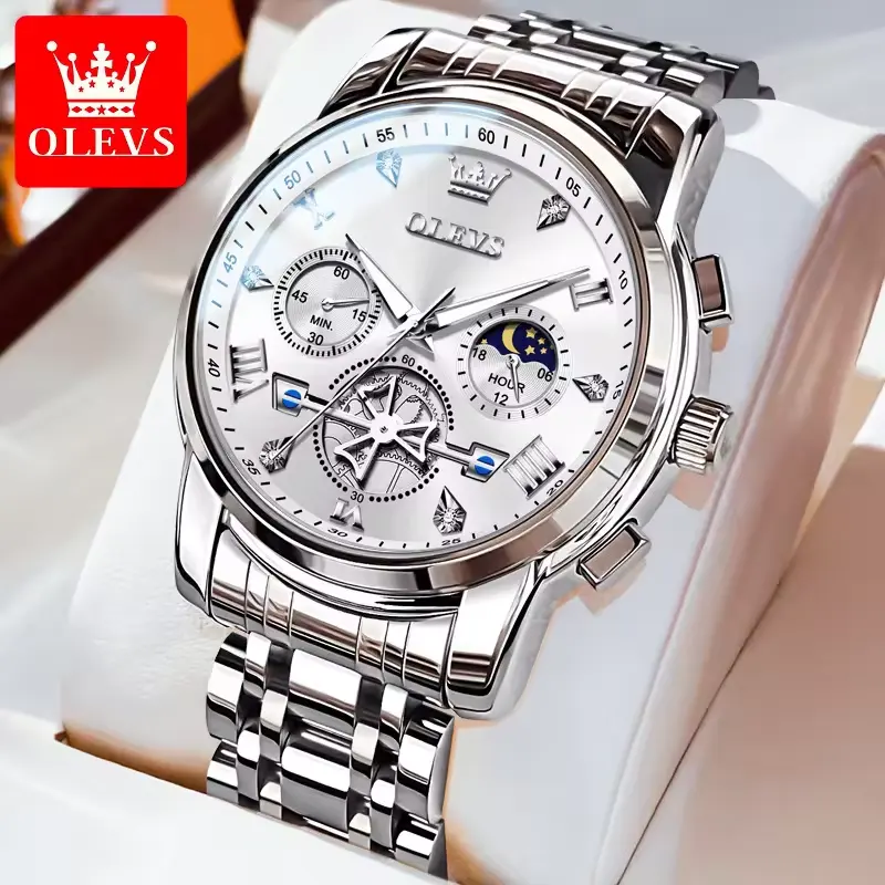 Olevs 2856 HYX Relógios de Quartzo masculinos mais recentes com cronógrafo moda clássica para homens relógio de pulso à prova d'água