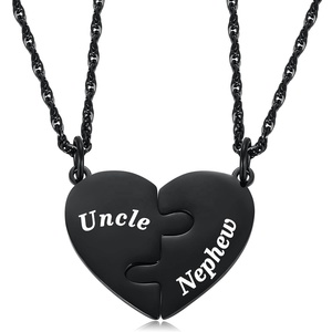 Collana con ciondolo a cuore spezzato nero per padre <span class=keywords><strong>e</strong></span> figlio, set da 2 pezzi, collana coordinata madre <span class=keywords><strong>e</strong></span> figlia, all'ingrosso - Product Image 5