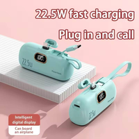 Vente en gros de mini-powerbanks de 5000 mAh à charge super rapide, avec câble Type-C intégré, powerbanks portables