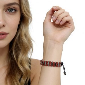 Bracelet tressé bohème 4 mm double couche en pierre naturelle œil de tigre, calcédoine noire et ambre, fait main, idéal comme cadeau - Product Image 1