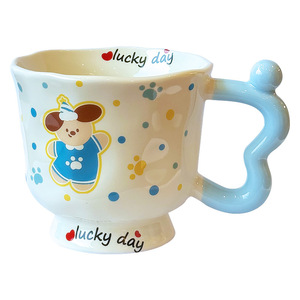 Good-Looking Puppy and Bunny <b>Ceramic</b> <b>Mug</b> Cartoon-Style Couple Coffee Cup for Office or Birthday Gift for Girls - Product Image 1