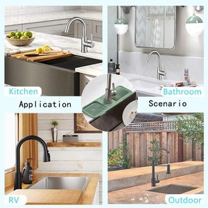 Protection anti-éclaboussures pour évier, tapis antidérapant en silicone pour robinet, support pour éponge, tapis <span class=keywords><strong>de</strong></span> drainage et <span class=keywords><strong>organisateur</strong></span> d'évier pour cuisine - Product Image 3