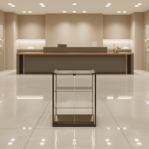 Vitrina de hierro de 75x45x95 cm, vitrina de bronce con cristal para mostradores de venta - Product Image 3