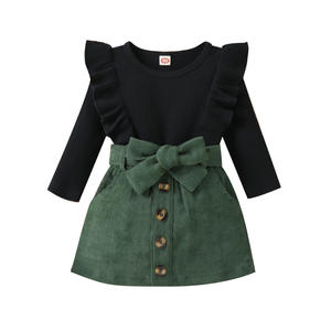 Ensembles Deux Pièces Filles : Tenues Hauts à Manches Longues et Jupe Courte Noire pour Fillettes - Product Image 1