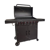 Barbecue au gaz propane moderne pour jardin extérieur, 6 brûleurs, sans fumée, avec chariot, brûleur latéral et grille de maintien au chaud