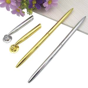 Porte-stylo de table fantaisie en métal brillant argenté et doré, support de bureau pour stylo à bille, idéal pour cadeau promotionnel - Product Image 1