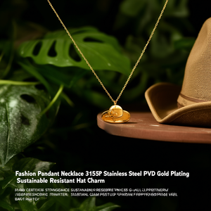 Fashion Pendant Necklace 316L Stainless Steel PVD Gold Plating Sustainable Resistant <b>Hat</b> Charm - Product Image 3