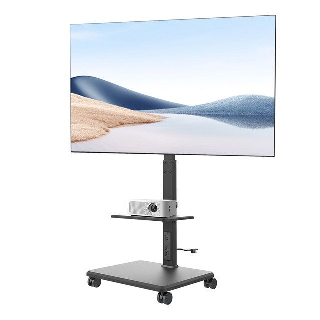 Floor TV Stand with Hidden Wheels, Rolling TV Stand for 30-70 Inch TVs up to 88 Lbs, TV Stand with Swivel & 8 Height Settings