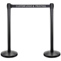 Logo personnalisé OEM noir support de file d'attente poteau de barrière de contrôle de foule diviseur de ligne de banque avec ceintures rétractables