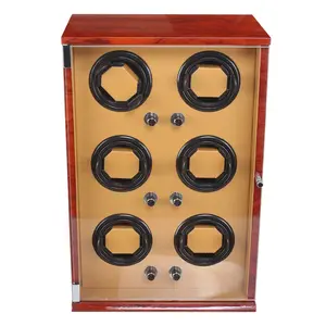 modern luxury colorful LED light auto wood box display stand watch winders for 6 automatic watches