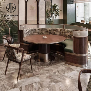 Cabina de sofá de cuero Vintage chino Seting Mesa y silla de restaurante de madera maciza Café Tienda de té Juegos de muebles comerciales - Product Image 6