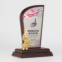 Plaque en bois personnalisée, trophée sportif, bouclier en métal avec base, cadeaux promotionnels pour concerts, médailles, trophées, note de musique