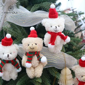 Ready Stock <b>Cute</b> Christmas Plush <b>Bear</b> Ornament With Knit Hat Scarf for Tree Decoration Bag Accessory Gift - Product Image 3