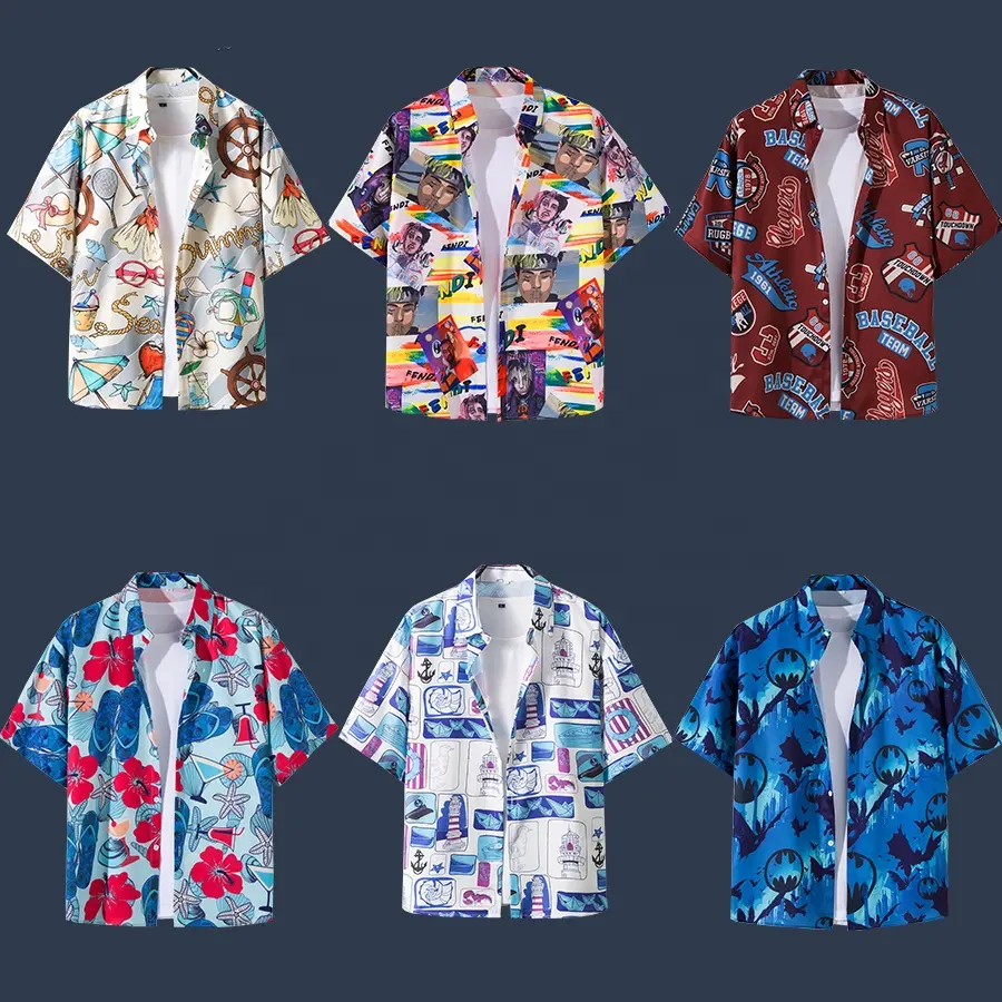 Estate nuove camicie hawaiane accattivanti camicie da uomo tropicali abito manica corta colletto con risvolto floreale abbigliamento per le vacanze al mare