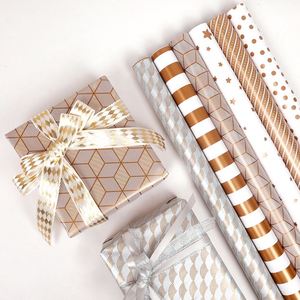 Vente en gros 80g anniversaire or estampage papier d'art de soie 43*300cm cadeau de luxe emballage personnalisé rouleau de papier d'emballage - Product Image 5