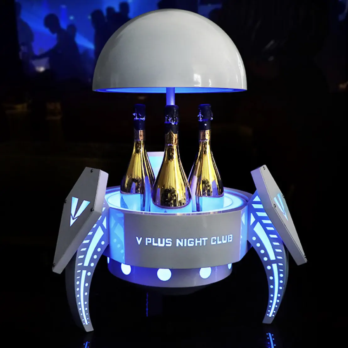 رفوف عرض جديدة أوتوماتيكية على شكل كرة لعرض زجاجات الويسكي والكوكتيل بأضواء LED تصلح للاستمتاع في الأندية الليلية صالات الجلوس دلاء الثلج على شكل LED