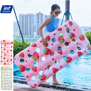 Strawberry Pineapple <b>Inflatable</b> Pool <b>Floats</b> Adult Water Loungers PVC Floating Mat For Swimming Pool Relaxation - Product Image 5