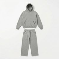 Ensemble 2 pièces personnalisé pour homme : Sweat à capuche et pantalon de survêtement large, couleur unie, bas ouvert, tenue décontractée