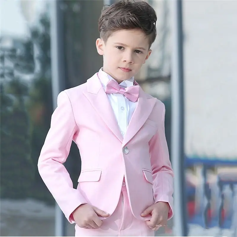 Pink Boy's Formal Wear Jacket Pants 2Pcs Sets Boys suits for weddings Kids Prom Wedding Suits for Boy Children