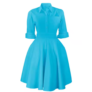 Abito Camicia Vintage da Donna con Bottoni e Cintura, Logo Personalizzabile <span class=keywords><strong>per</strong></span> Infermiere Ospedaliere e Suore - Product Image 4