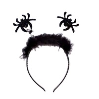 Serre-tête réutilisable en plastique pour Halloween avec pince tête de chauve-souris, ressort araignée et plumes, décoration fantôme créative pour fête et bal de promo