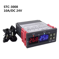Thermostat numérique STC-3008 DC 12V avec deux sorties relais, avec sonde double pour refroidissement et chauffage, câble de 1 m