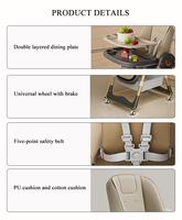 Chaise haute multifonctionnelle 3 en 1 Clafbebe, chaise haute réglable en hauteur, chaise à manger pliable, siège à bascule pour bébé