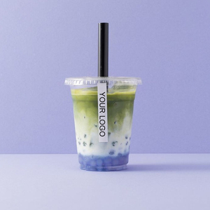 Disposable Eco-friendly <b>Plastic</b> Logo Printed Single Wall PET 12oz/16oz Square Bubble Tea Boba Coffee Cold Drinks <b>Cups</b> Lids - Product Image 2
