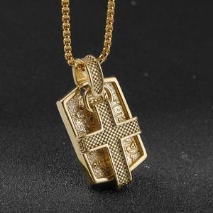 Colgante de Cruz Negra de Acero Inoxidable con Versículo Bíblico Cristiano, Estilo Hip Hop, para Joyería Religiosa - Product Image 2