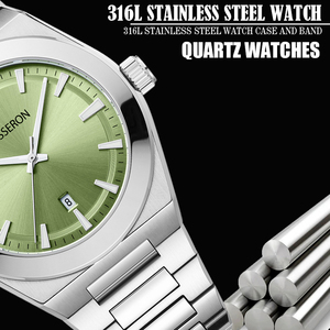 Montre à quartz pour homme en gros, en stock, marque privée, cadran marron dégradé, bracelet en acier inoxydable, prête à être expédiée pour les entreprises - Product Image 5