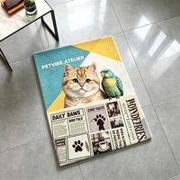 Tapis de sol personnalisé imprimé en gros, motif animal (chat, perroquet), antidérapant, lavable, pour décoration intérieure, idéal pour le dropshipping
