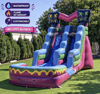 Toboggan aquatique gonflable commercial en PVC de 30 pieds, modèle Wave, avec piscine et souffleur, prix usine, ODM, arc-en-ciel