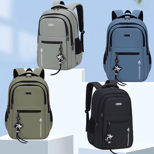 [Brand] Men's <b>Large</b> Capacity <b>Backpack</b> 20-35L Waterproof Laptop Compartment Business Travel School Use Solid Color Letter - Product Image 3