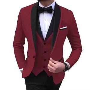 Traje de 3 Piezas (Chaqueta+Pantalón+Chaleco) con Solapa Negra para Hombre, Traje de Novio Slim Fit Hecho a Medida, Traje Masculino para Boda - Product Image 1