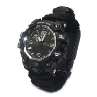 Jam Tangan Paracord Penyelamatan Taktis, Gelang Medis Multifungsi Kompas Termometer untuk Berkemah Mendaki Gunung