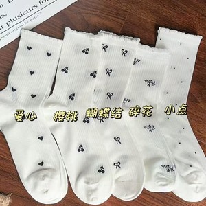 Calcetines de media pantorrilla para mujer con diseño de lazo, transpirables, de poliéster, con volantes de encaje blanco, ideales para el verano. - Product Image 4