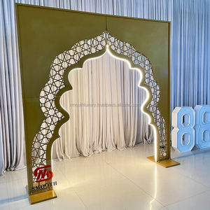 Suministros para eventos suaves, soporte de fondo de arco de Metal Led dorado personalizado, decoración de escenario de boda, Fondo de arco - Product Image 2