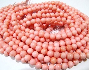 Cuentas de bolas pulidas de piedras preciosas sueltas de forma redonda lisa de Coral Rosa italiano, fabricación de joyas, precio al por mayor por hebra, calidad natural - Product Image 1