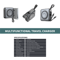 Chargeur de voyage tout-en-un, batterie externe 10000 mAh avec câble intégré, charge sans fil 15 W et adaptateur de prise internationale