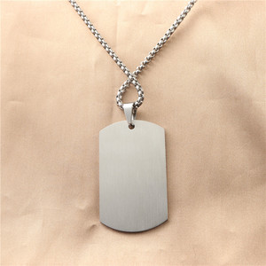 yunnique Stainless Steel <b>Dog</b> <b>Tag</b> Pendant Necklace Men's Geometric Chain 3.0*60cm Silver Color Fashion Jewelry - Product Image 2