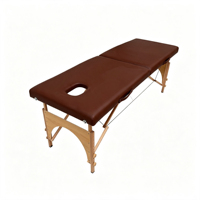 Table de massage portable confortable à 2 sections avec pieds en bois, pliable, pour salon de beauté