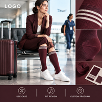 Chaussettes de compression sportives à soutien gradué pour mollets larges, motif rayé, logo assorti, emballage, échantillon, homologation