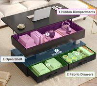 Table basse relevable moderne avec éclairage LED pour salon, table d'appoint, mobilier adapté aux appartements
