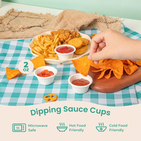 Gobelet à sauce pour fête en bagasse de canne à sucre biodégradable et compostable de 2 oz avec logo personnalisé