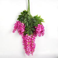 Guirlande de glycine artificielle dense et longue, en forme de tofu, pour décoration intérieure, arche de mariage, plafond