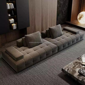 Sofá Modular en Forma de U de 10 Plazas, de Cuero Genuino Negro con Tela Italiana de Alta Gama, Muebles Modernos para Sala de Estar - Product Image 6