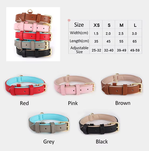 도매 통기성 조절 가능한 부드러운 튼튼한 개 정품 퀼트 투톤 부티크 스테인레스 리얼 가죽 애완 동물 개 목걸이 - Product Image 4
